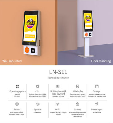 Android 7.1 Fast Food Ordering Kiosk Self Service machine