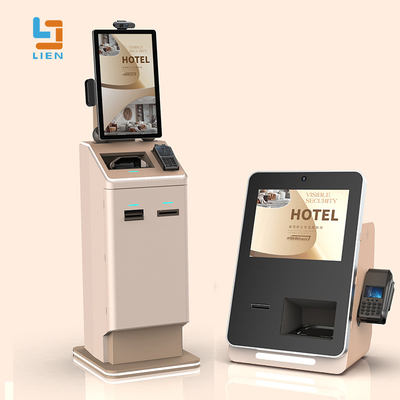 Chiosco self-service con telecamera di sorveglianza, riciclatore di carte, scanner di passaporti